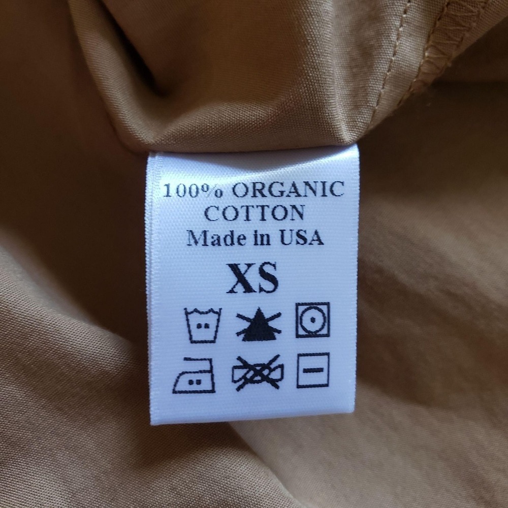 Black Crane Dress Womens XS Brown Camel Organic Cotton Poplin Shell Airy USA - Picture 6 of 8